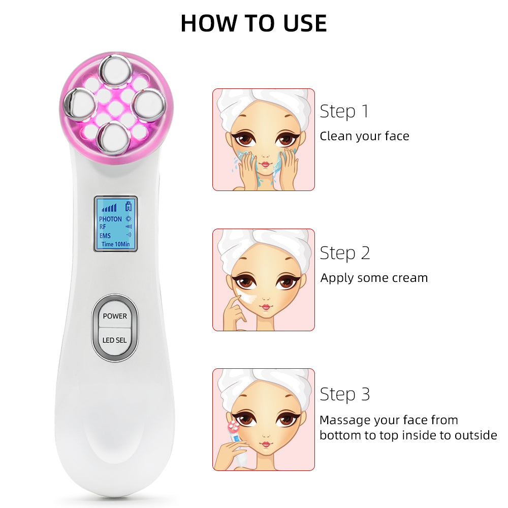 High Frequency Facial Machine Light Theraphy Micro-current Device, 5 in 1 Multifunctional Facial Massager for Face